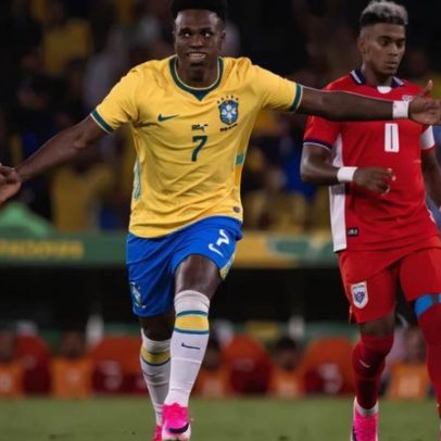Vini Jr. reage a ofensa de torcida durante jogo da Seleção contra Virginia