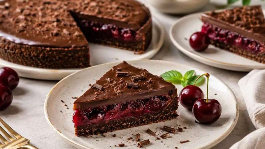 torta de cereja com chocolate fit.