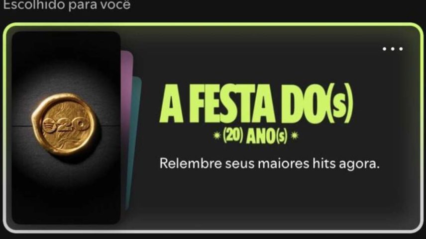 Clique este banner para acessar a sua retrospectiva do Spotify.