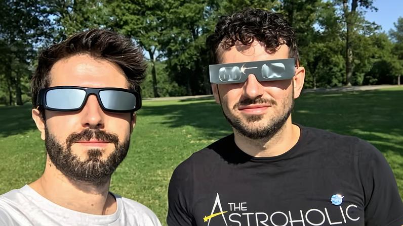 Dr Alfredo Carpineti (right) and his husband Chris prepare for the eclipse in Nashville, Tennessee, on 21 August 2017.