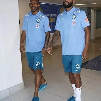 Chinelo futurista usado por jogadores da Seleção Brasileira