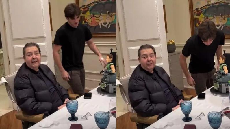 Faustão surge em rara aparição durante aniversário do filho Rodrigo Silva e emociona web com momento em família repleto de carinho