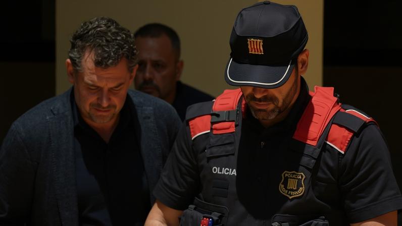 Jonathan Andic arriving in court in Martorell, Spain, on 19 May to be questioned over the death of his father, Isak.