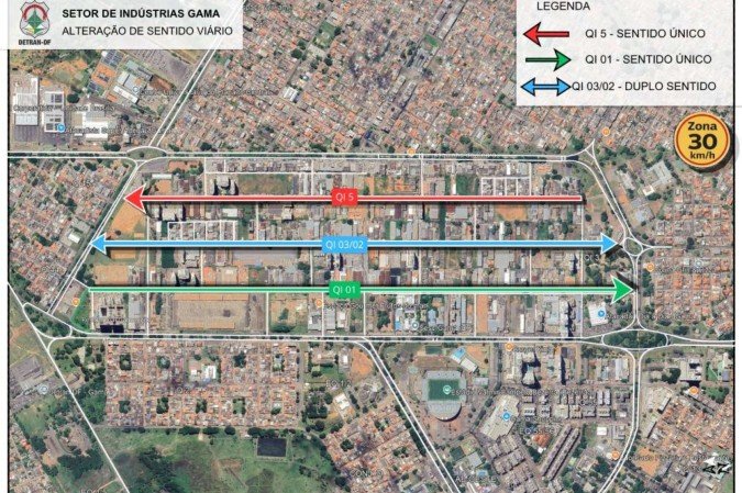 A principal novidade é a transformação das vias QI 1 e QI 5 em sentido único - (crédito: Divulgação/Detran-DF)