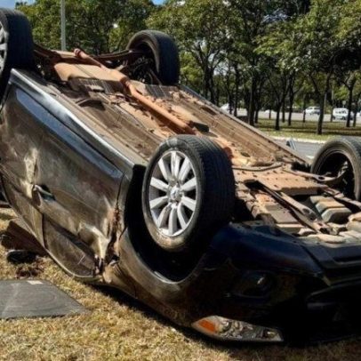 Carro capota e deixa ferida uma pessoa na Asa Norte