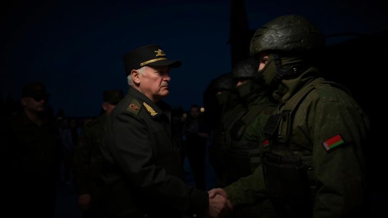 O presidente de Belarus, Alexander Lukashenko, assiste a exercícios nucleares conjuntos com a Rússia - (crédito: Belarusian presidential press service/AFP)