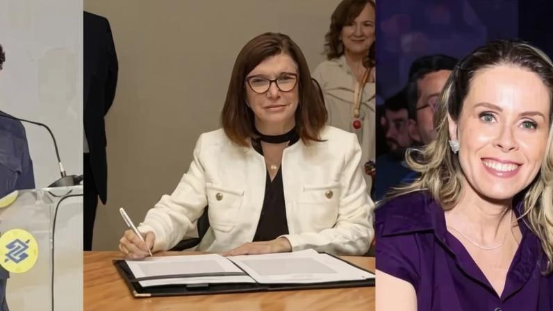 Na imagem, da esquerda para a direita: Tarciana Medeiros, presidente do Banco do Brasil, Magda Chambriard, CEO da Petrobras, e Lívia Chanes, CEO do Nubank no Brasil - (crédito: Reprodução/Redes Sociais)