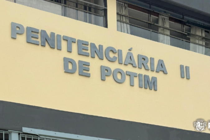 Faixada da Penitenciária 2 de Potim, onde Walter Delgatti estava preso - (crédito: Reprodução / Prefeitura Municial de Potim )