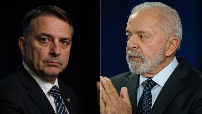A sondagem, no entanto, foi realizada antes dos áudios em que Flávio pede 134 milhões de reais a Vorcaro para o custeio do filme Dark Horse, sobre ex-presidente Jair Bolsonaro virem a público. - (crédito: Saulo Cruz/Agência Senado e Fabio Rodrigues-Pozzebom/Agência Brasil)