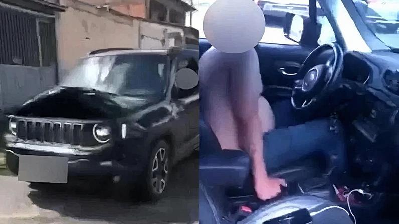 Segundo a PMDF, ele foi encontrado dentro do veículo, que estava com a frente parcialmente danificada - (crédito: Reprodução/@guará_brasília)