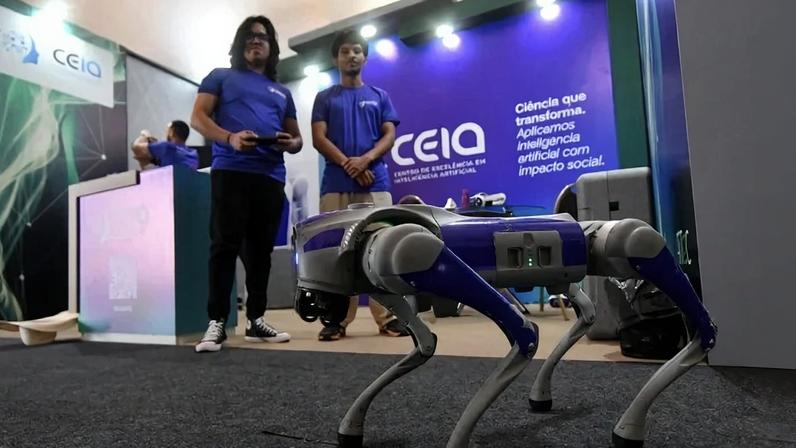O robô quadrúpede, apelidado de "caramelo", monitora e controla a presença de pragas - (crédito: Ed Alves/CB/D.A Press)