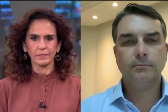 Flávio Bolsonaro em entrevista - (crédito: Reprodução/Globo News)