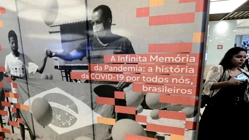 Exposição em memória das vítimas da covid-19 aberta no shopping Conjunto Nacional - (crédito: Minervino Júnior/CB)