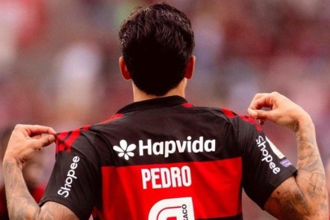 Pedro, do Flamengo, chega aos oito gols e assume artilharia compartilhada do Brasileirão com Viveros, do CAP - (crédito: Foto: Adriano Fontes / Flamengo)