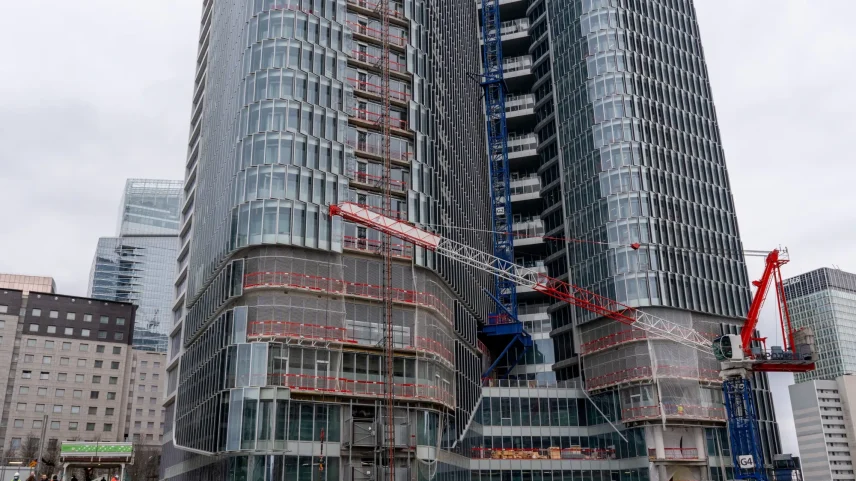 A construction site at the La Defense business district in Paris, France.