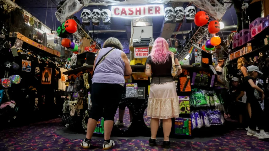 Shoppers at the checkout in New York.