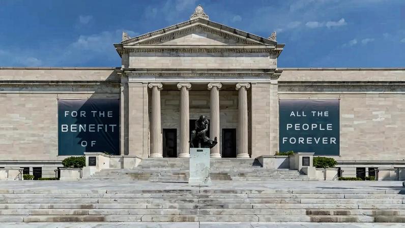 The south steps of the Cleveland Museum of Art.