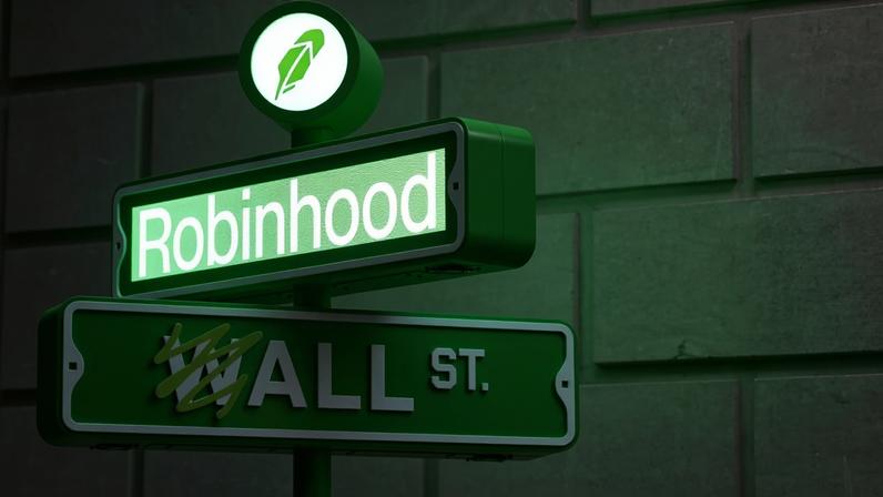 Logotipo da plataforma de investimentos Robinhood.