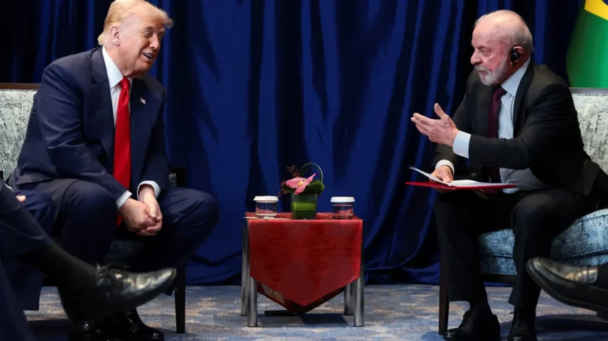 Lula e Trump em reunião