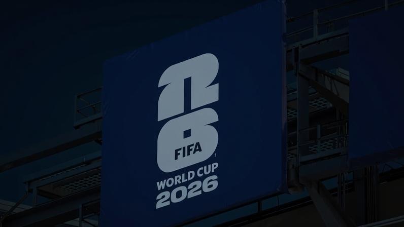 Sinalização da Copa do Mundo da FIFA 2026 no MetLife Stadium em East Rutherford, Nova Jersey, EUA