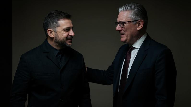 O primeiro-ministro britânico, Keir Starmer , durante uma reunião bilateral com o presidente ucraniano, Volodymyr Zelensky, antes da cúpula da Comunidade Política Europeia em Yerevan, Armênia