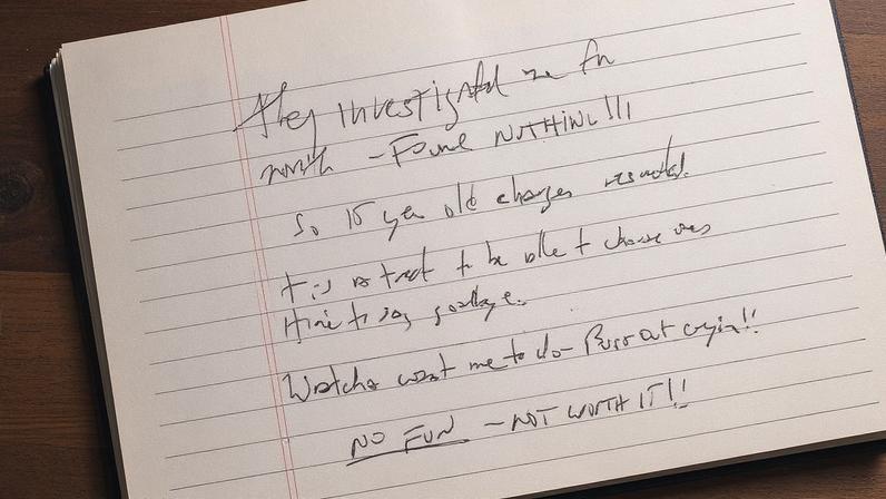 Documento descrito como uma carta de suicídio supostamente escrita pelo falecido Jeffrey Epstein