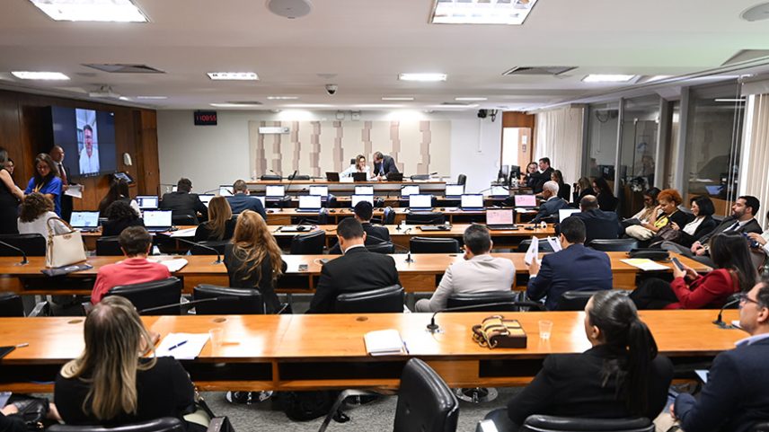 À mesa, vice-presidente da CMA, senadora Leila Barros (PDT-DF) conduz reunião.