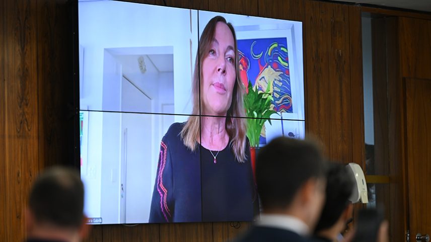 Na tela, relatora do PL 4.396/2023 e PL 2.229/2025, senadora Mara Gabrilli (PSD-SP) via videoconferência.