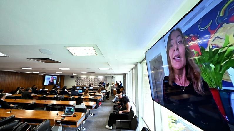 Mesa: presidente da CDH, senadora Damares Alves (Republicanos-DF).