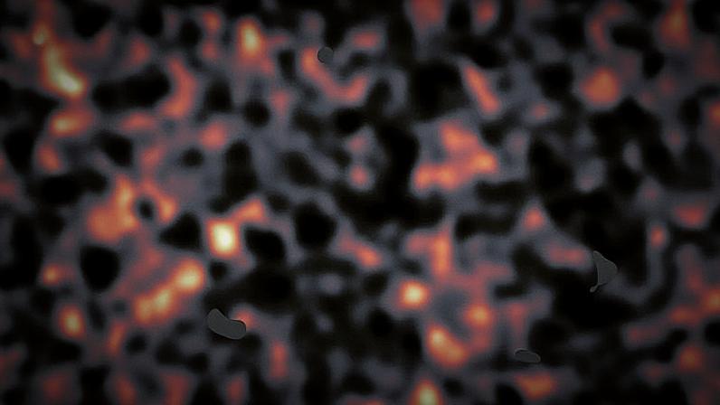 Rede de regiões densas (claras) e vazias (escuras) no mapa da matéria escura no Universo, obtida a partir de dados do levantamento KiDS, no Observatório Paranal do ESO, no Chile – Foto: Kilo-Degree/H. Hildebrandt e B. Giblin/ESO