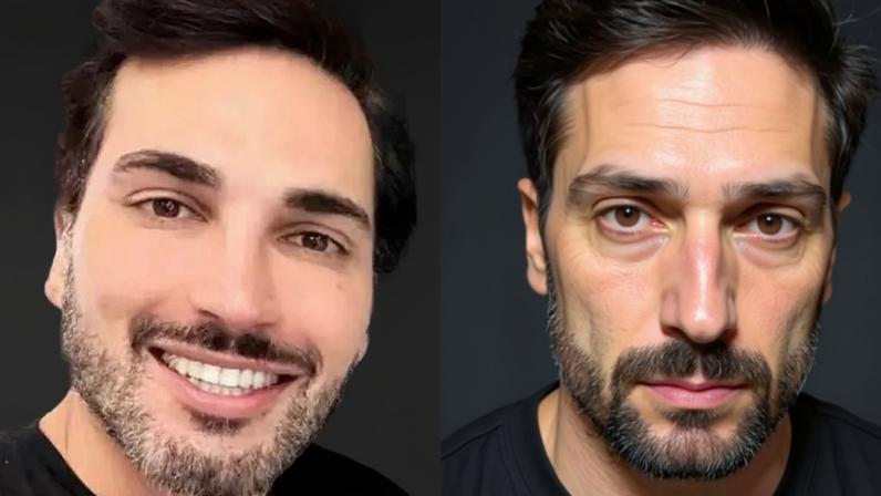 Antes e depois de Lucas Estevam.