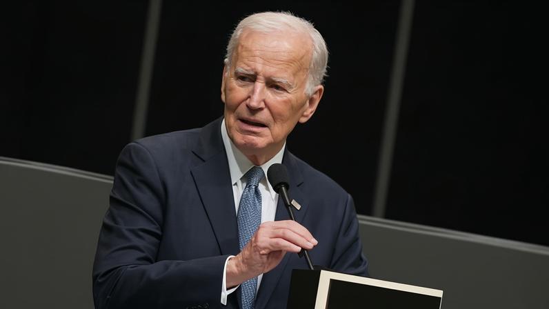 Joe Biden speaks during a memorial service to celebrate the life of the civil rights leader, Jesse Jackson, in Chicago on 6 March 2026.