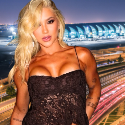 Virginia Fonseca visita o DXB, aeroporto luxuoso de Dubai com hotel 5 estrelas
