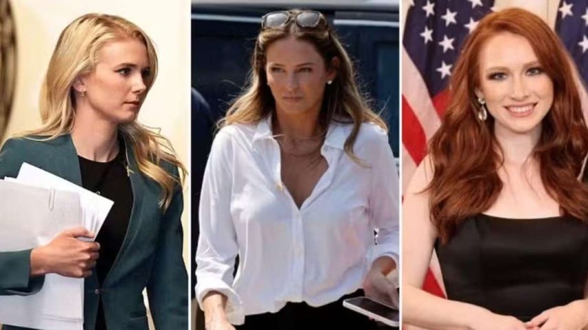 Da esquerda para a direita, Natalie Harp, Margo Martin e Anna Kelly: assessoras de Trump