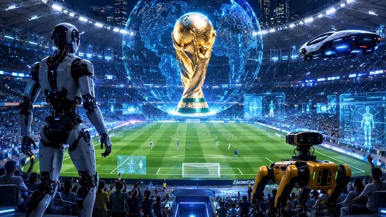 Imagem produzida por IA de copa do mundo 2026 tecnologica
