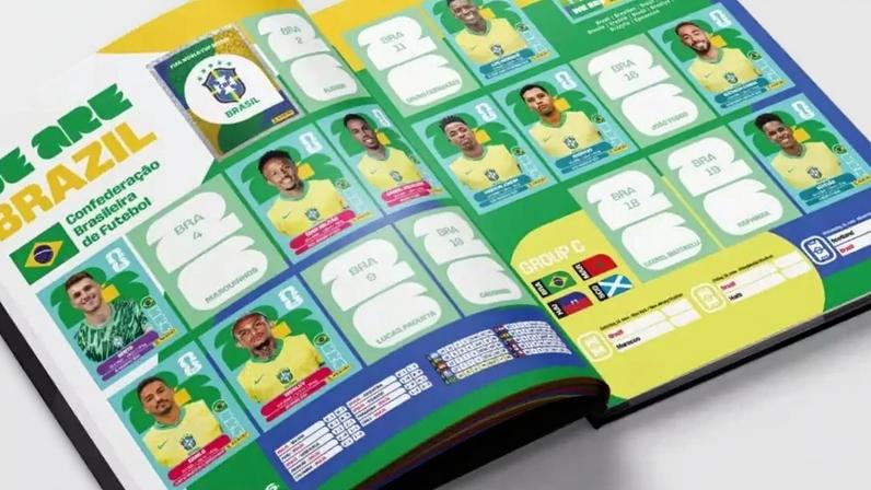 Álbum da copa aberto na página da seleção brasileira
