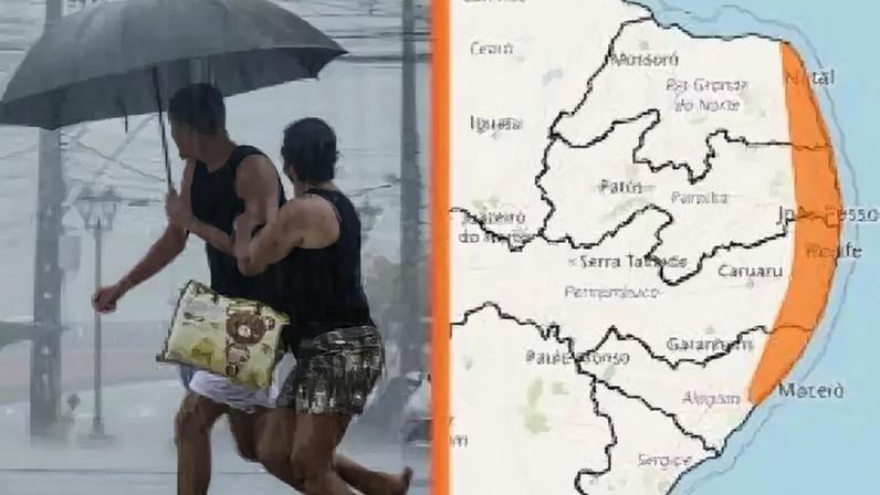 Previsão de chuva, segundo Inmet.