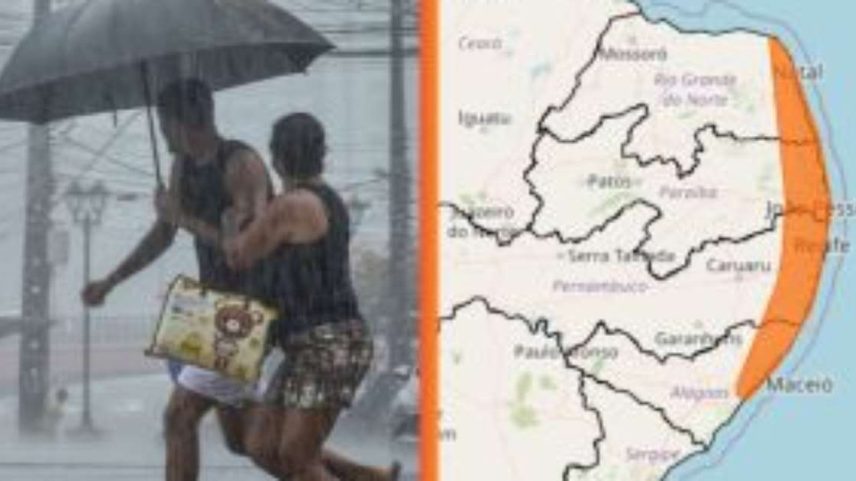 Previsão de chuva, segundo Inmet.