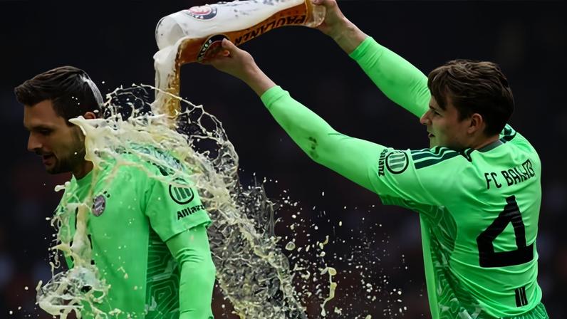 Sven Ulreich (left) won the Bundesliga again in 2025-26. The German has played 104 times for Bayern since joining in 2015.