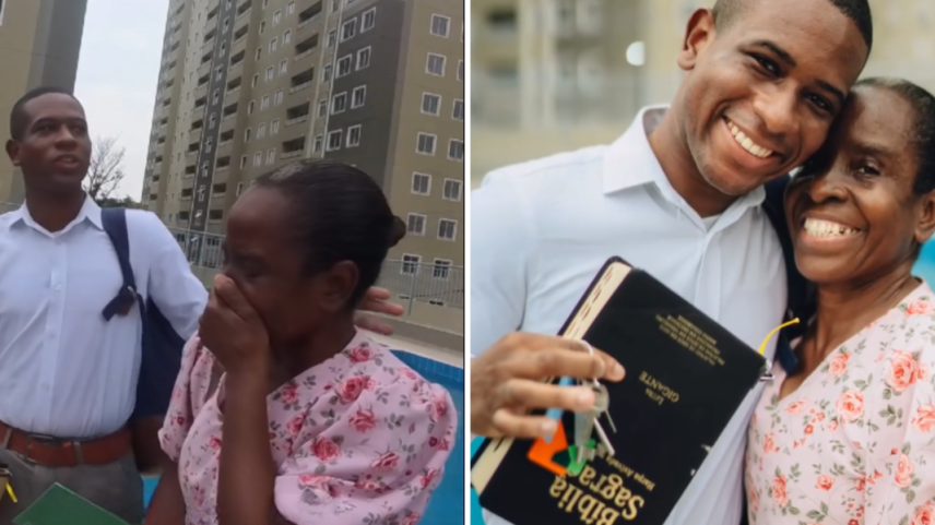 Kauan emociona a mãe com testemunho de fé durante a conquista do primeiro apartamento. (Captura de tela/Instagram/MRV)
