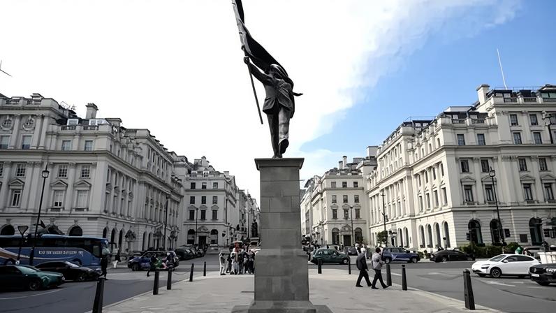 The statue appeared on a plinth in Waterloo Place on Wednesday