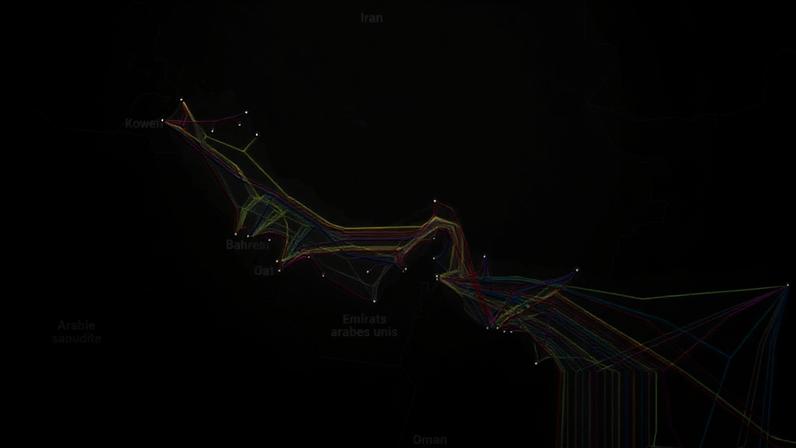 Mapa mostra a rede de cabos que passam pelo Estreito de Ormuz (imagem ilustrativa).