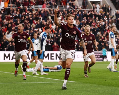 Frankie Kent gives Hearts a vital opener against Falkirk.