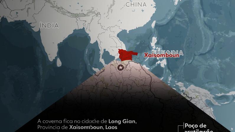 Imagem mostra equipe de resgate atuando em caverna no Laos — Foto: AFP