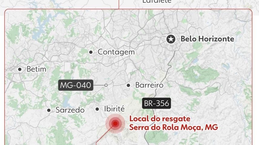 Infográfico mostra local onde mulher foi encontrada com vida em penhasco após ser dada como desaparecida em Belo Horizonte — Foto: Arte/g1