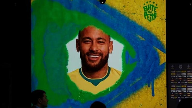 Reaction as Neymar is announced for the Brazil World Cup squad during an event in Rio.
