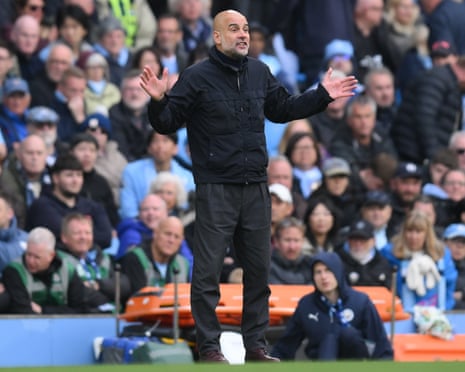 Pep Guardiola says the level of performance of his Manchester City players is the only thing ‘in your control’. Photograph: Gary Oakley/EPA