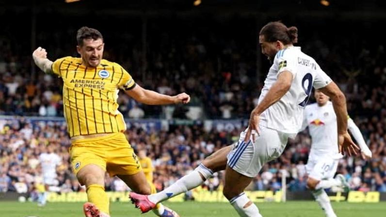 Lewis Dunk cannot get back in time to stop Dominic Calvert-Lewin’s late winner.