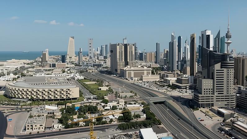 A drone view shows Kuwait City. Officials said the country was under attack from drones and missiles, and the US said it had struck Iran radar sites over the weekend. Follow for latest updates in the Iran War and the Middle East crisis.