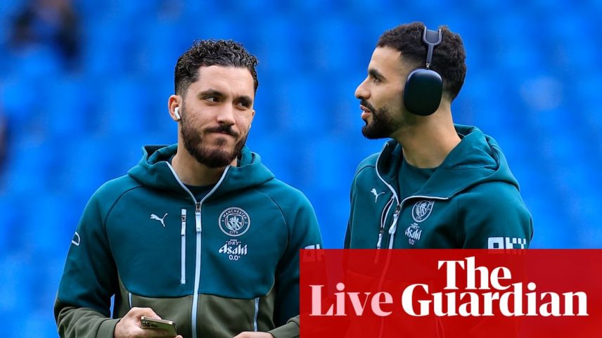Rayan Cherki and Rayan Ait-Nouri ahead of kick-off against Crystal Palace at the Etihad.